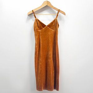 Copper Gold Velvet midi dress w/ adjustable straps